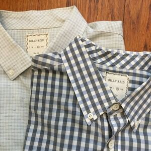 Billy Reid Men's Shirts Sz XL Slim Cut Button Down‎ Long Sleeve Checked Set of 2
